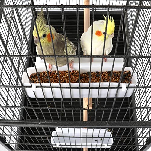 Yaheetech großer Vogelkäfig mit 4 Holzstangen und 360° Rollen, Vogelvoliere mit 2 Türen und schmutzwanneneinsatz 56x93x153 cm, Schwarz