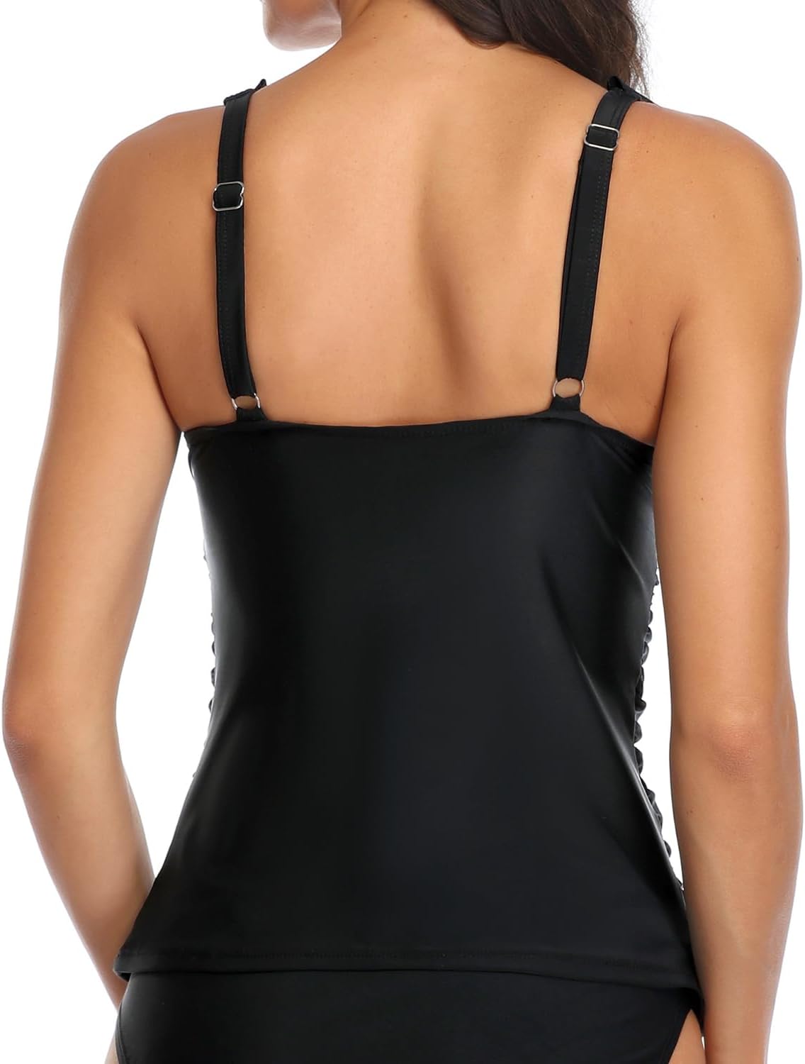 Yonique Women's Tankini Top Only Tummy Control Bathing Suit Top Ruffle Swimsuit Top V Neck Swim Tank Top No Bottom - Image 5