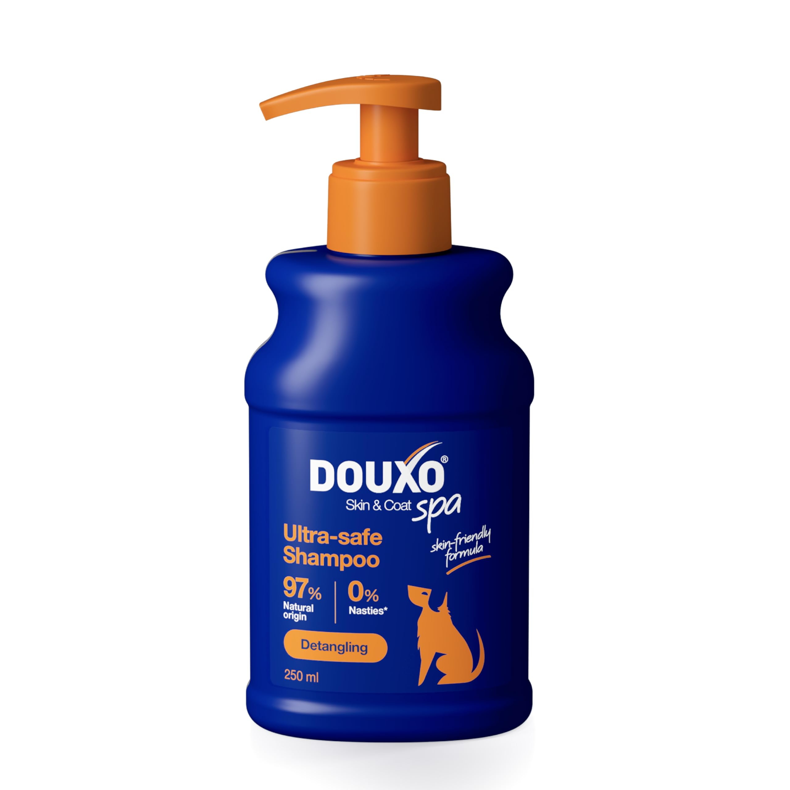 Douxo Spa - 2 in 1 Detangling Dog Shampoo, 250 ml, Cleans and Deeply Hydrates the Skin, Leaves the Fur Soft, Silky and Knot Free, pH Balanced and Hypoallergenic, Ultra-Safe Skin-Friendly Formula