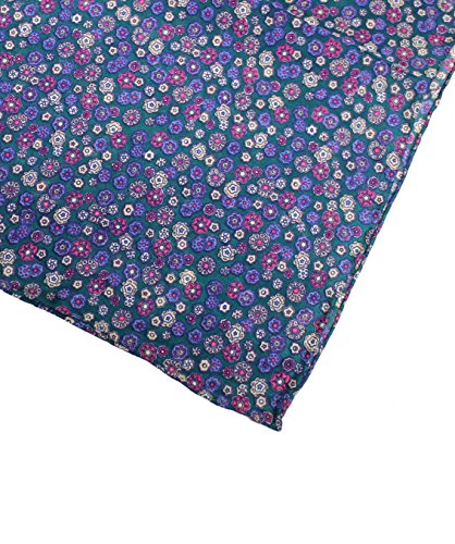 Wyoming Traders Wild Rag Silk Calico Teal Flower Scarf, 34.5 in by 34.5 in square2
