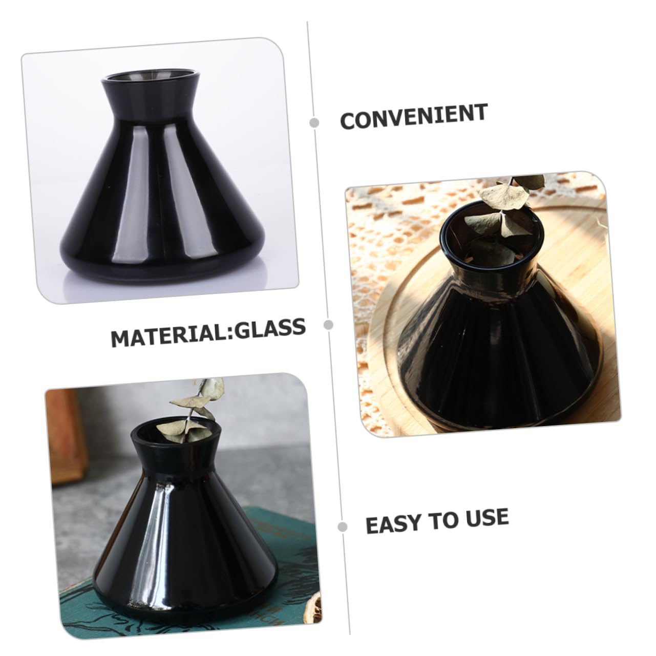 4 Stück Aromatherapie Glasflasche Leer Duftzerstäuber mit Nordischem Design Dekorative Diffusorflasche für Ätherische Öle Parfümflakon und Wohnraumdeko für Schlafzimmer und DIY