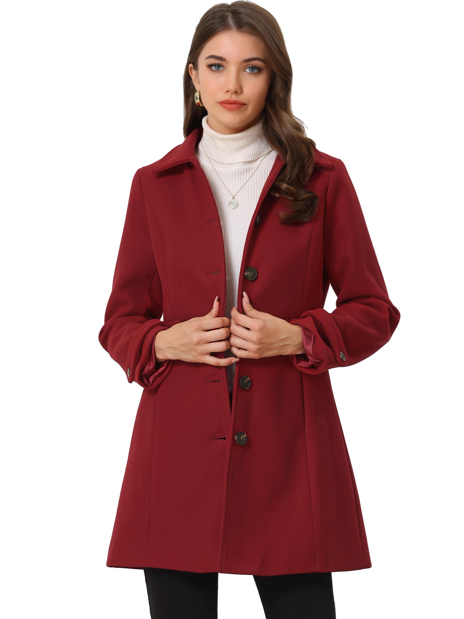 allegra k Women's Winter Classic Outwear Overcoat with Pockets Single Breasted Pea Coat-picture-28