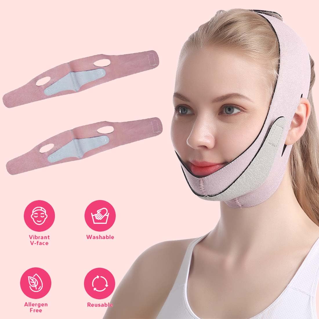 Reductor de Papada, Papada Reductor Mujer, Correa Adelgazante Facial, Papada Reductor Mujer,Faja Facial Lifting,Máscara Para Facial V Belleza Cuello Mascarilla Alza Forma Delgada Línea