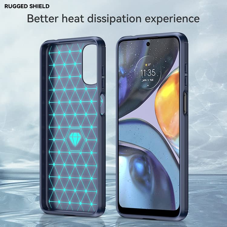 Image of NPRC Hybrid Ultra Slim Protective Case TPU Non-Slip Carbon Fiber Texture Shockproof Case Cover for Moto E32 - Blue