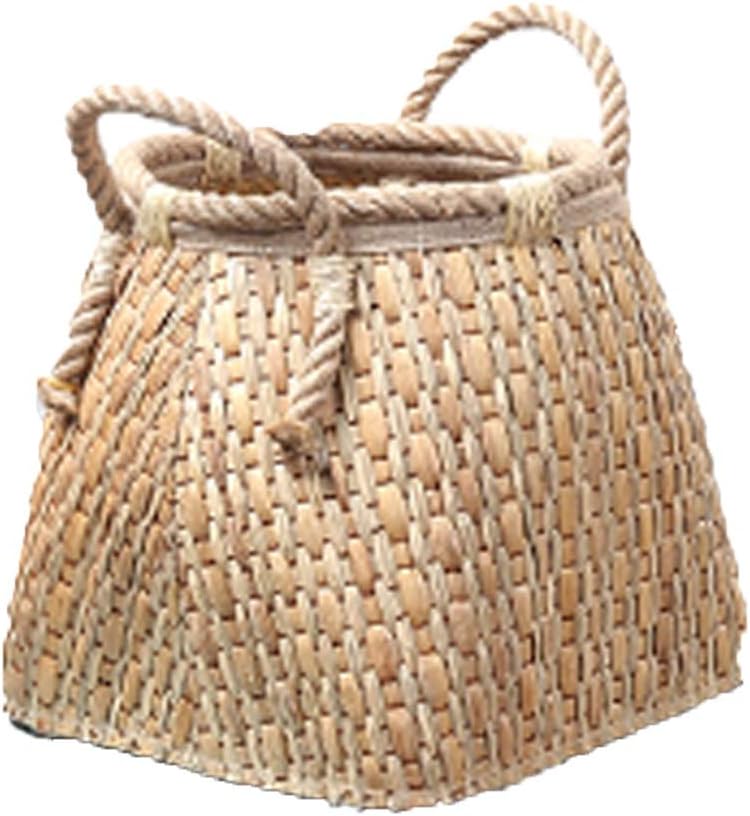 Storage Basket LQ Handmade Straw Dirty Clothes Toy Hemp Rope Handle Large Laundry Basket (Color : Style Two) (Style Three)