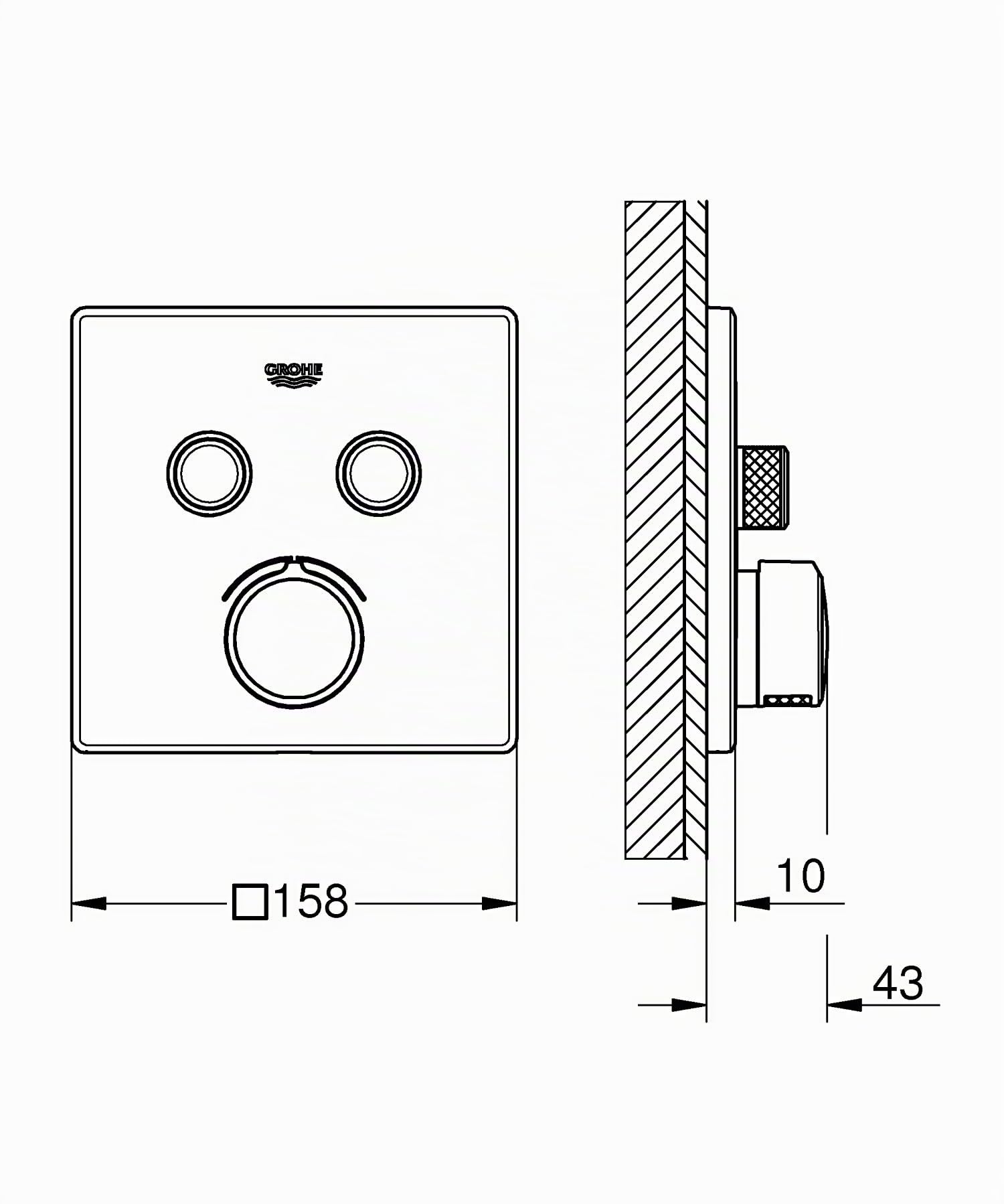 Grohe 29148000 - SmartControl empotrado mezclador cuadrado con dos chorros independientes