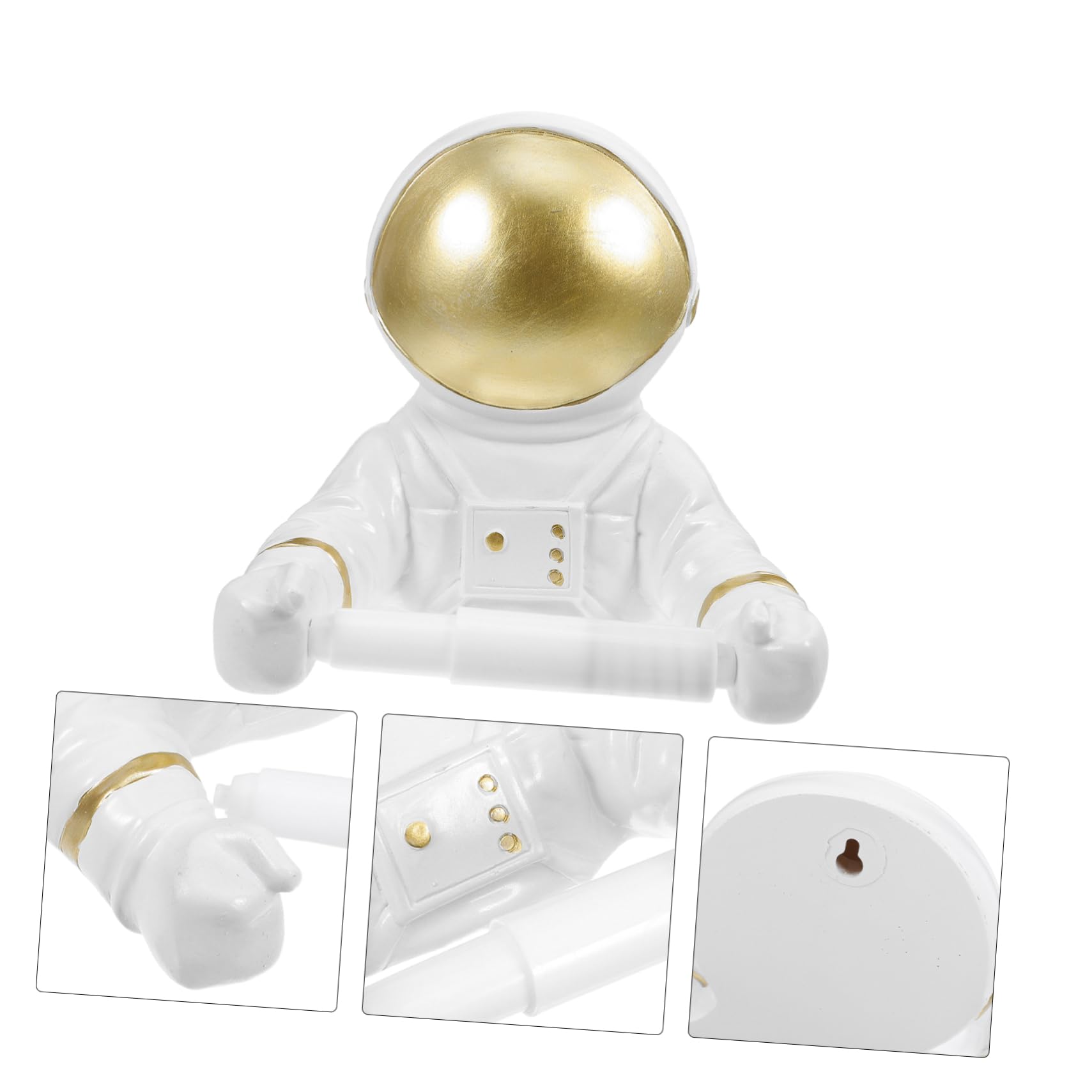 Soporte de Pared Astronauta de Resina Dorada para Rollos de Papel