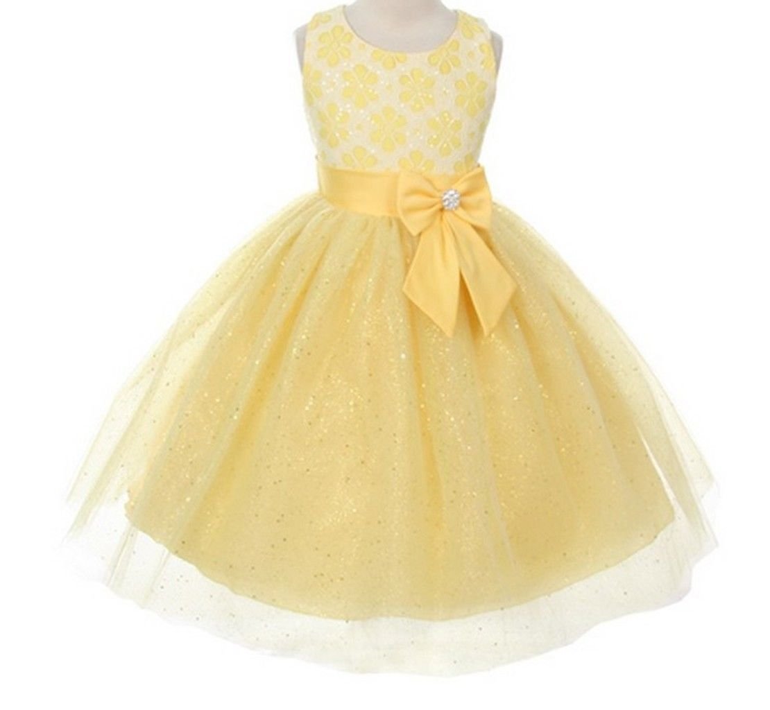 Lace Bow Sash Sparkly Sequin Big Girls' Flower Girls Dresses Jr. Bridesmaid