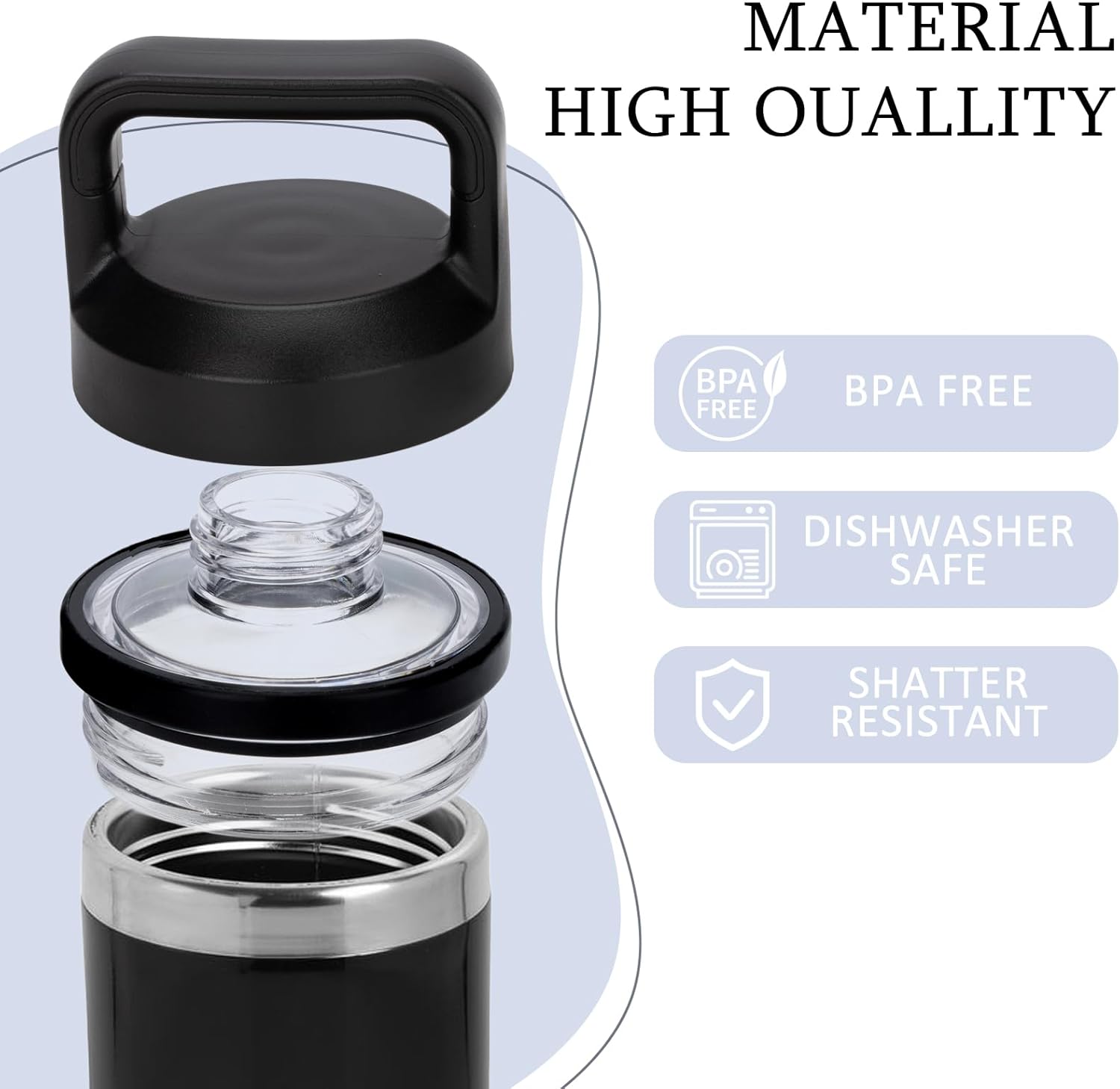 2 PCS Chug Replacement Lid Cap, Lid Compatible with YETI Rambler Bottle Fits for 18oz/26oz/36oz/46oz/64oz, Leak-proof and BPA-free. - Image 4