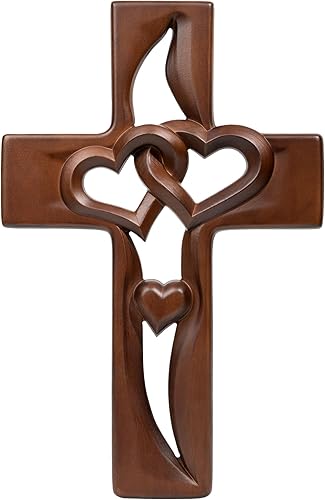 BGCOPPER Cruz de matrimonio para decoración de pared de amor, cruz de pared de corazón entrelazado de madera hecha a mano para boda, San Valentín, disponible en Yaxa Colombia