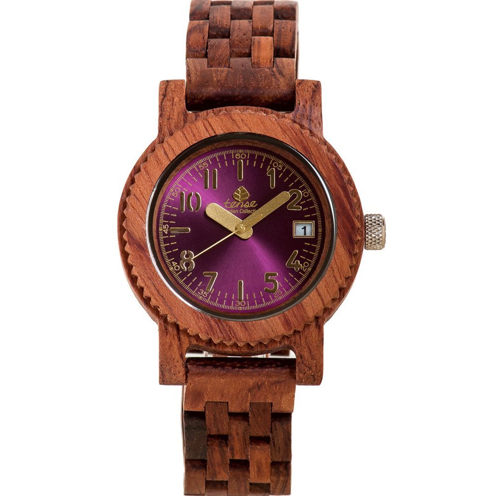 Tense-Mini YukonTense M5200R Mini Yukon Men's Wood Case and Bracelet Pink Dial African Rosewood Watch