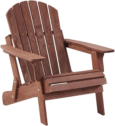 Miniatura 7 de Geelife Oversize Wooden Outdoor Folding Adirondack Chair with Pre-Assembled BackRest & SeatBoard, Wood Patio Chair for Garden Backyard Porch Pool