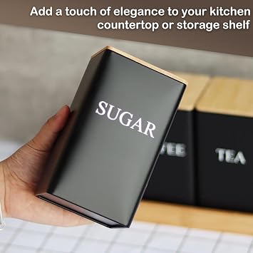Eidoct Tea Sugar and Coffee Canisters set 1L Vintage Kitchen Canister Set