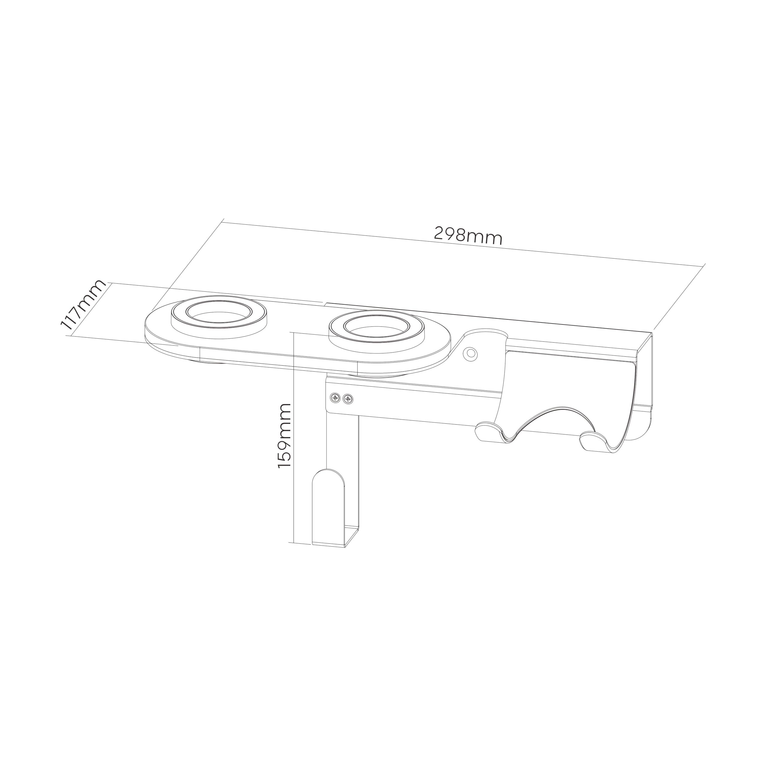 PureMounts® Uchwyt ścienny na suszarkę do włosów Dyson® Supersonic, mocowanie magnetyczne, zarządzanie kablami, nośność do 5 kg, podkładka silikonowa, metaliczny szary