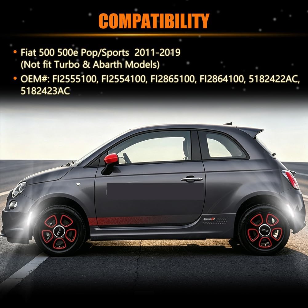 LED Front & Rear Side Marker Lights Assembly for Fiat 500 500e Pop/Sports 2011-2019, Fender Bumper Marker Signal Lamps, Replace OEM Smoked Lens White LED Side Turn Signal Lamps, 4 PCS