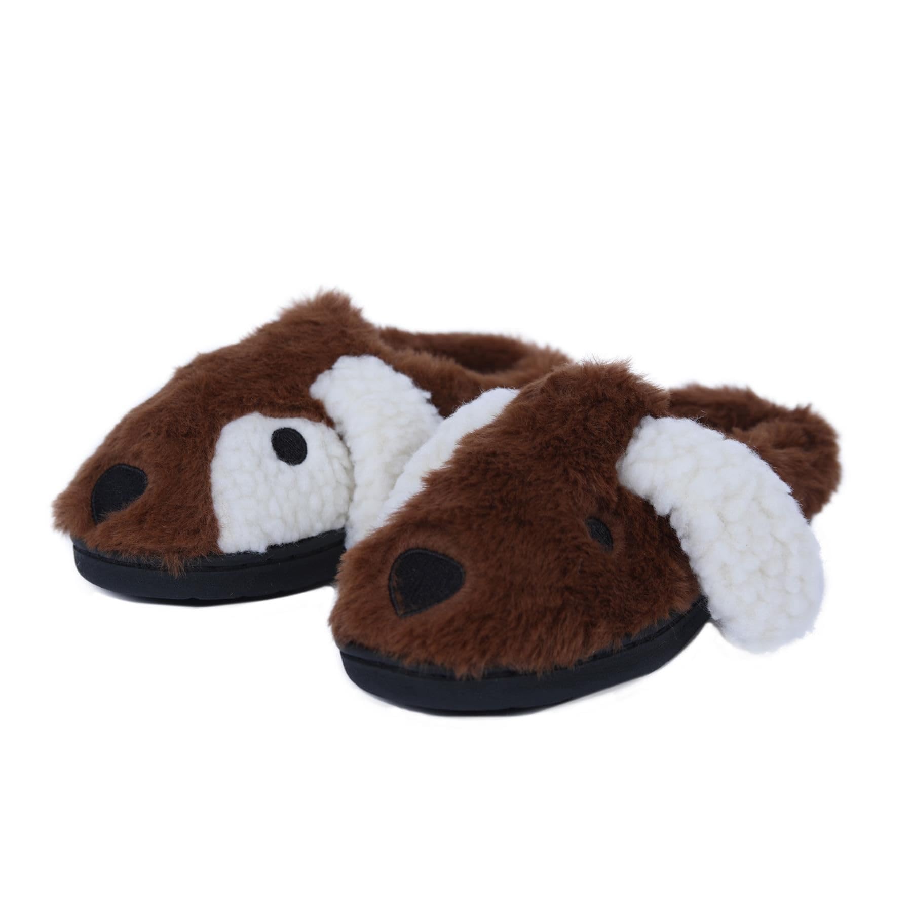 A2Z 4 Kids Lindas pantuflas 3D de animales de felpa suave y cálidas, calzado de interior con suela antideslizante, zapatos de invierno acogedores para niños y niñas, diseño de cachorro marrón, tallas