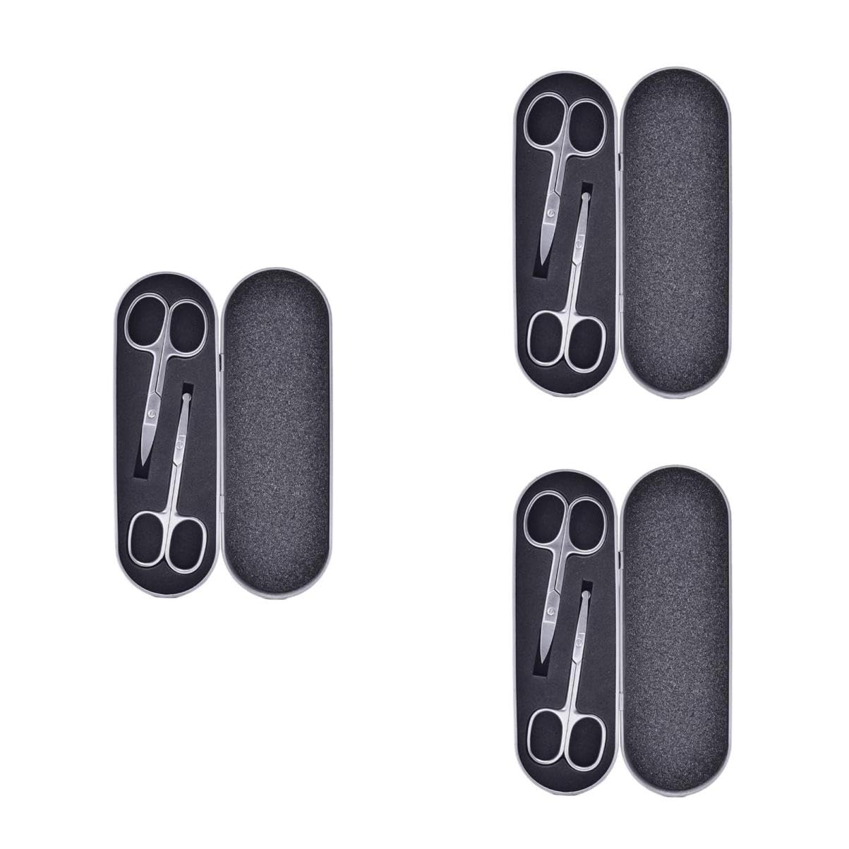 PACKOVE 6piezas Tijeras Inoxidable Para Cuidado De Cejas y Nariz Recortador De Facial Diseño Seguro y Práctico Para Hombres y Mujeres