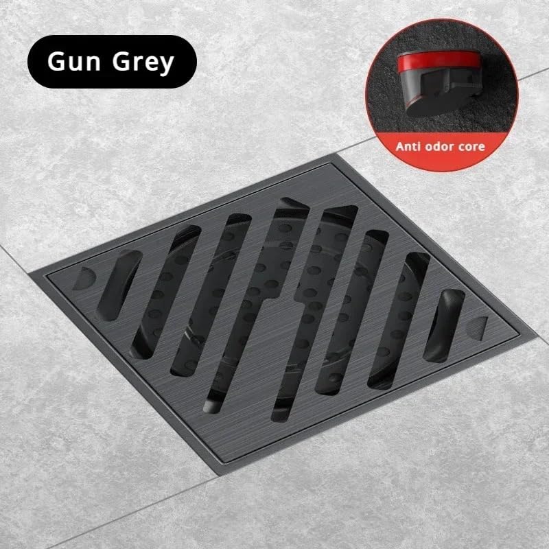 Colador de Desagüe Ducha Cuarto de baño del Drenaje Piso, la Prueba Olor, Acero Inoxidable Cuadrado(Dark Grey)