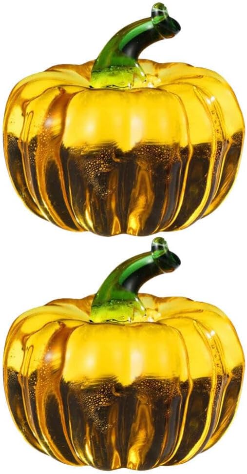 Abaodam Crystal Glass Pumpkin Small Desktop Decoration Photo Prop for Home and Office Halloween Tabletop Ornament
