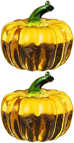 2 piezas de accesorios delicados de cristal calabaza simple decoración de fiesta estilo europeo planta cristal decoración de Halloween calabaza mesa