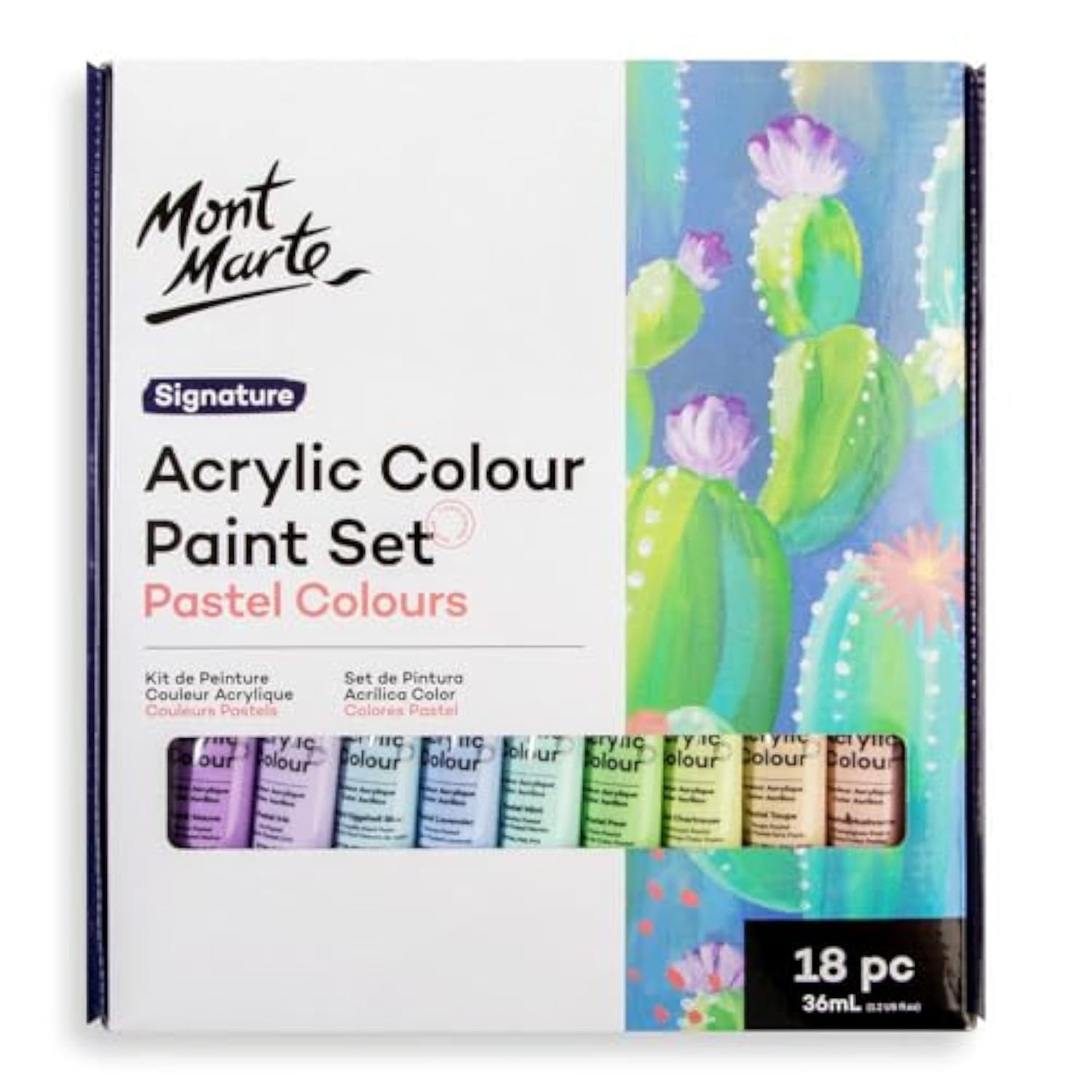 MONT MARTE MSCP1836 Acrylic Colour Pastel Colours Paint Set - 36ml Set of 18