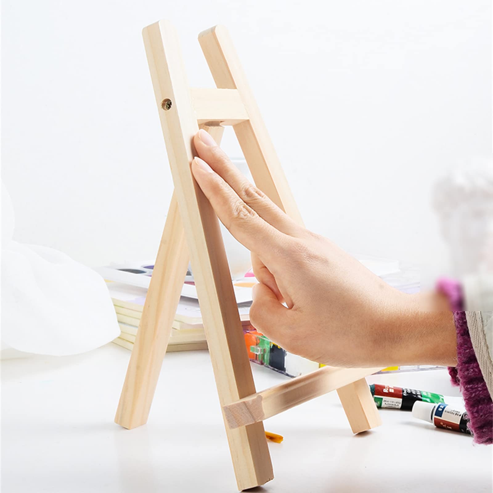 Caballete de exhibición de arte de mesa, 28 cm de alto, caballetes portátiles y ajustables, trípodes de madera pequeños, caballete para exhibir pinturas en lienzo, menú, letrero de boda (tamaño: 28