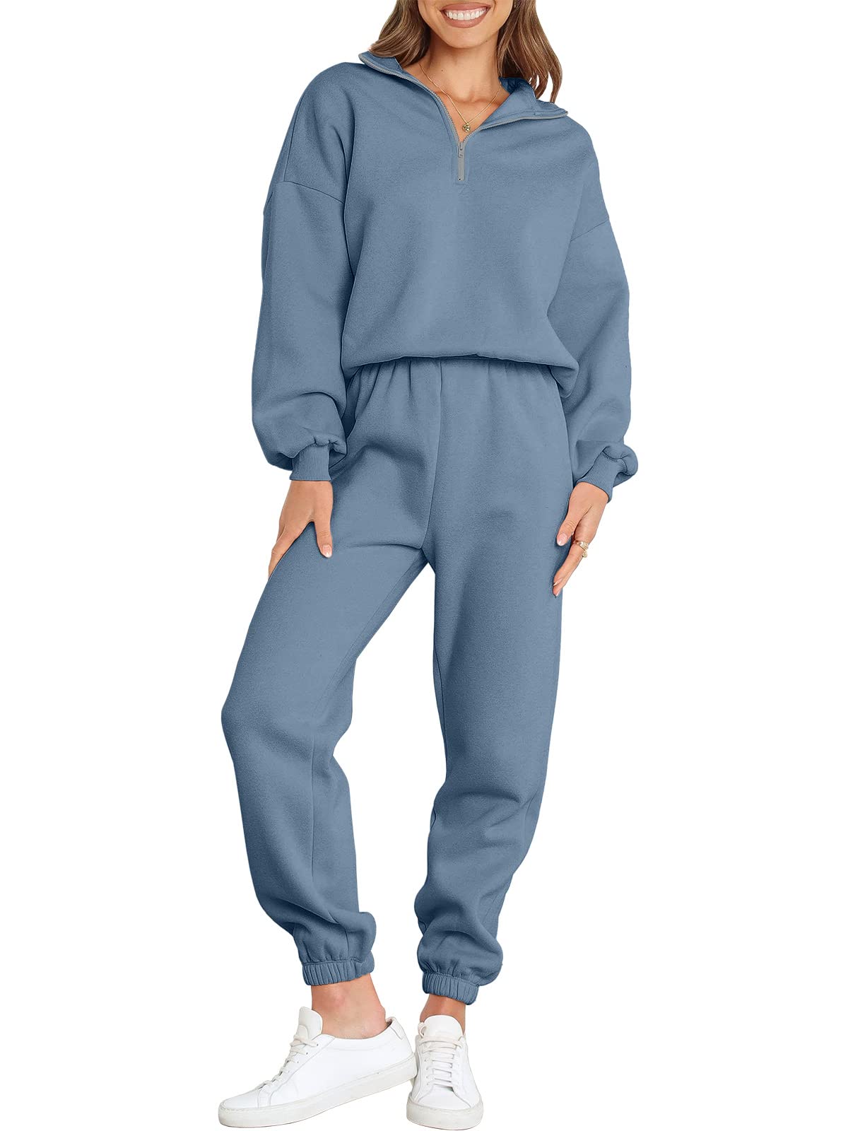 Prinbara Womens Half Zip Pullover Long Sleeve Sweatshirt Jogger Pants