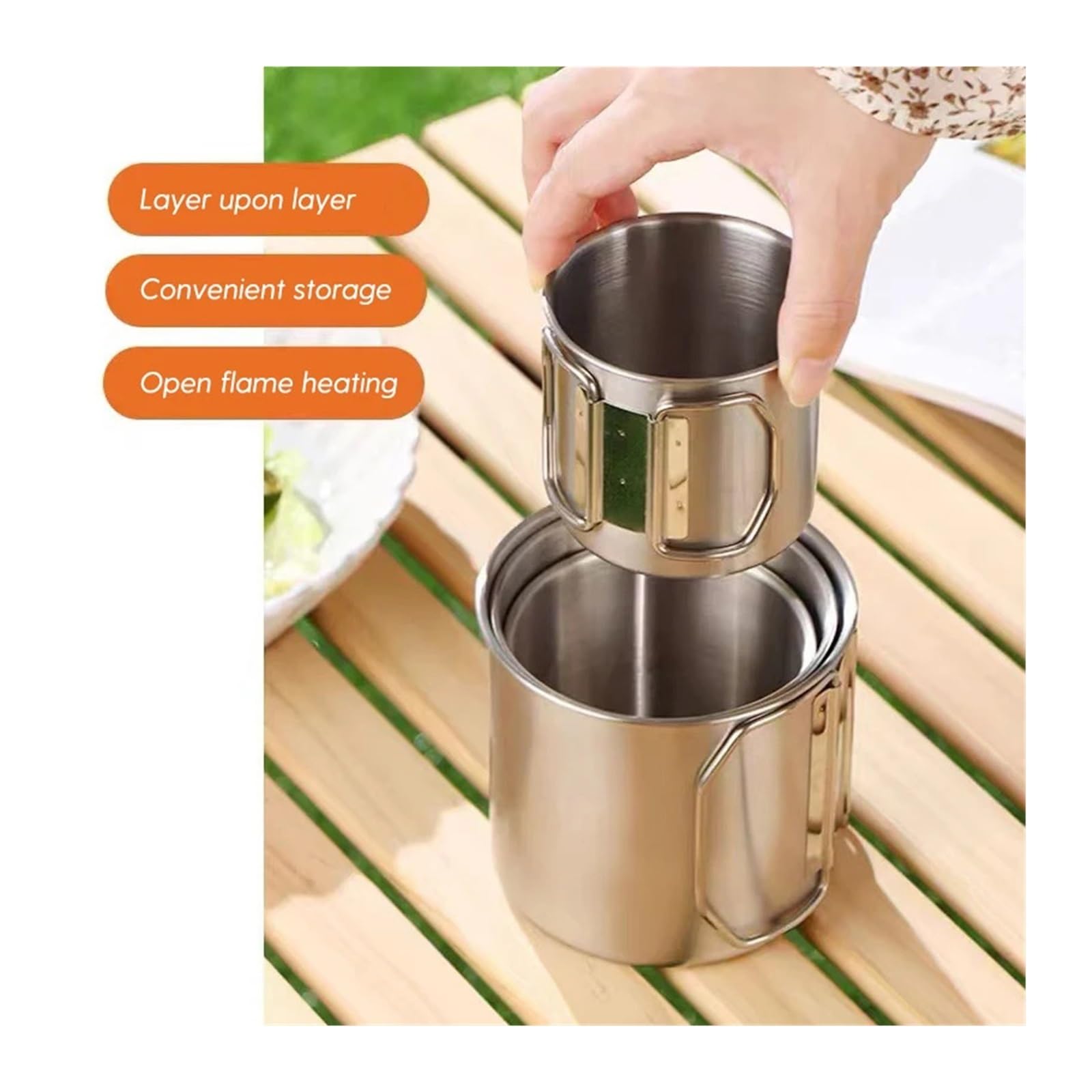 Bicchiere Acciaio Inox Pieghevole Set di tazze pieghevoli da campeggio | Set di bicchieri da picnic portatili in acciaio inossidabile 304