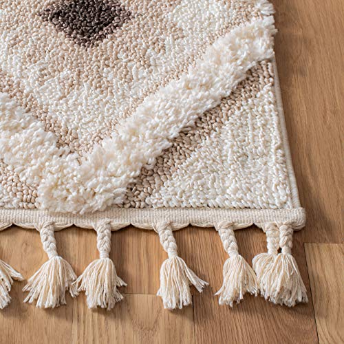 Tapete cuadrado Boho 200x200 cm color beige miniatura 4