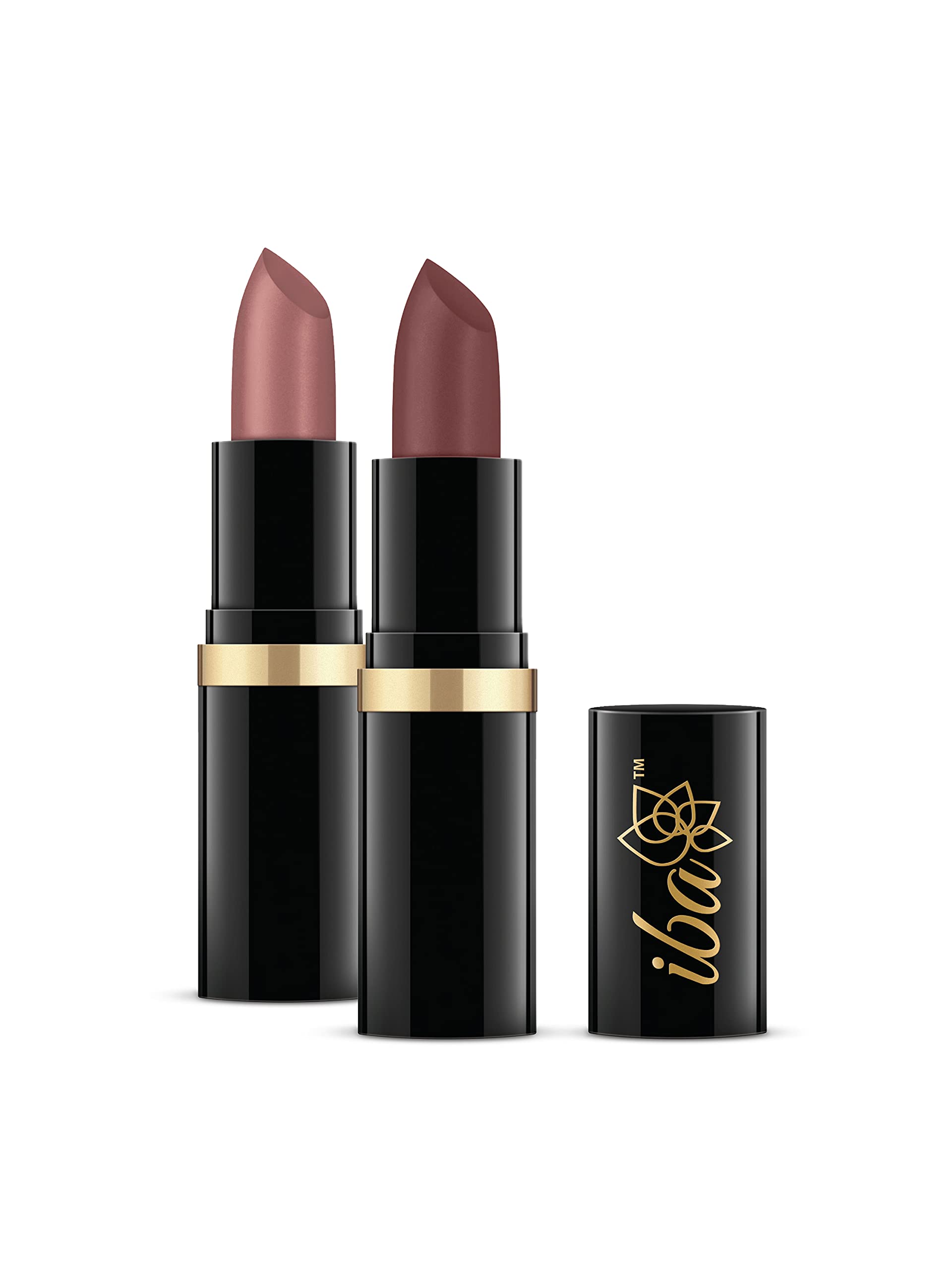 IbaPure Lips Moisture Rich Set of 2 Lipsticks for Women- Nude Love (A45 Glossy Natural & A46 Spicy Nude) (2 X 4g) | High Glossy, Creamy Finish & Smooth Texture | Hydrated Lips | Enriched with Vitamin