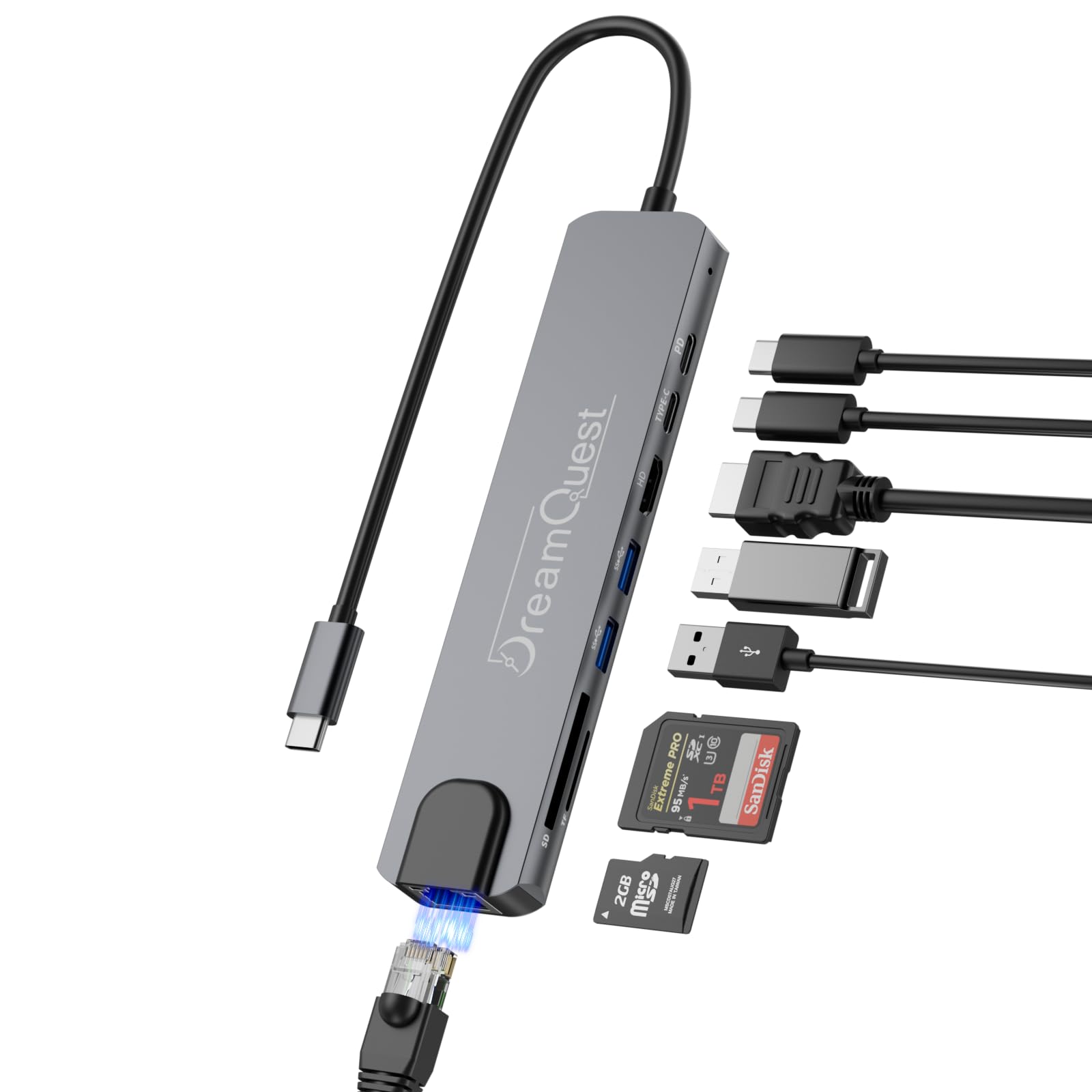 DreamQuest 8-in-1 Laptop Docking Station, USB C Hub with 4K 
