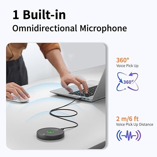 Miniatura 4 de AIRHUG Micrófono USB sin altavoz, micrófono de computadora de escritorio, botón de silencio con indicador LED, reducción de ruido AI, condensador