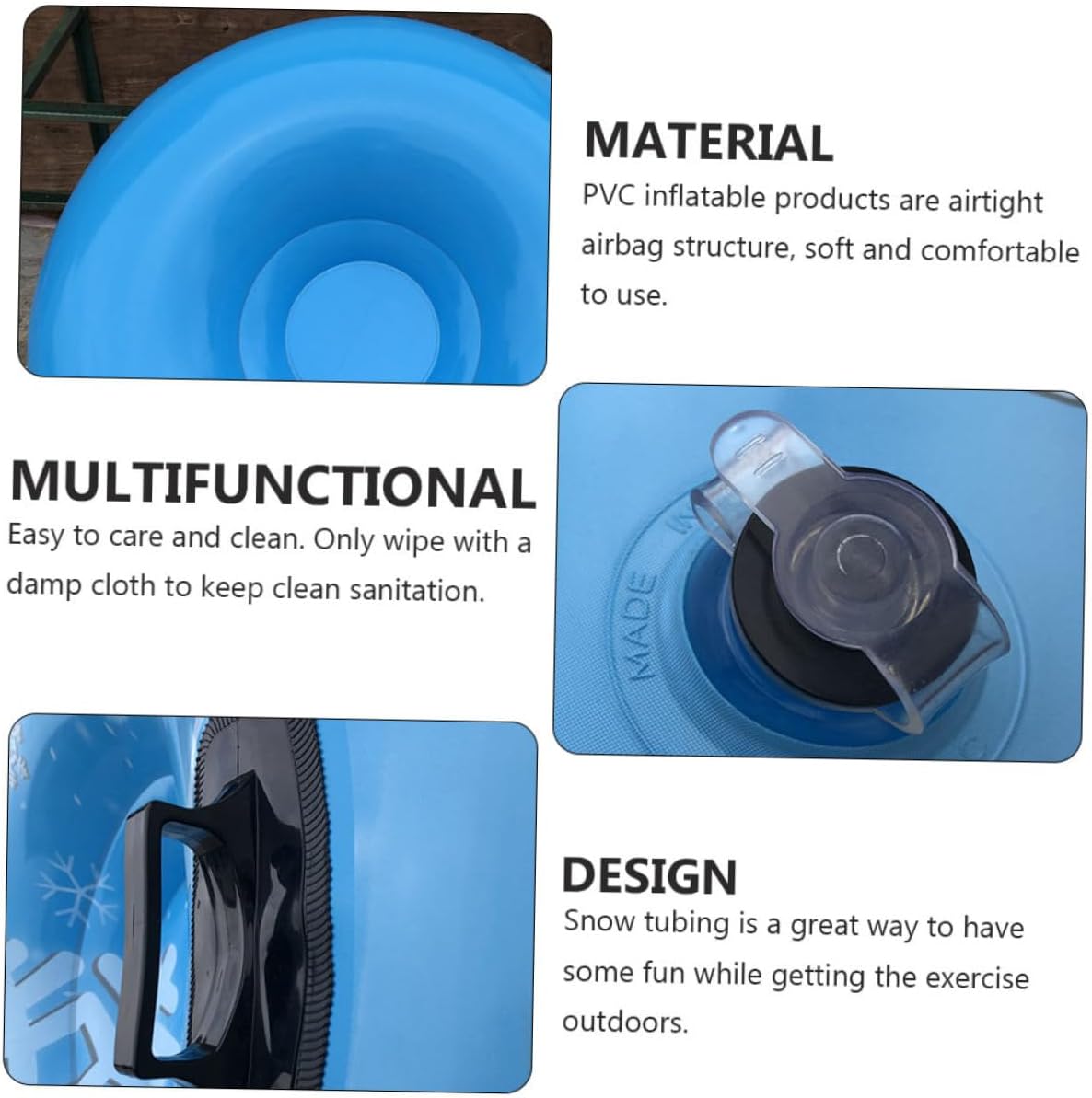 1pc Inflatable PVC Snow Tube for Winter Sledding Thickened and Design Reinforced Handles for Outdoor Fun and Exercise Snow