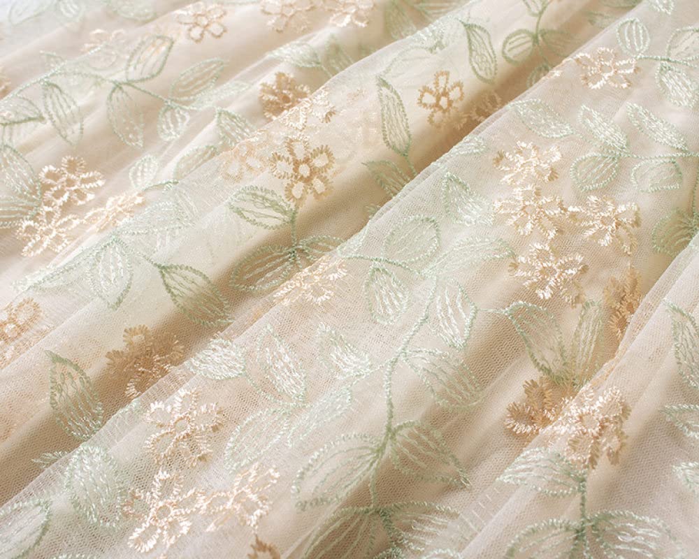 Faldas para Mujer Longitud Mediana, Falda Midi De Tul para Mujer Faldas Plisadas Fluidas con Bordado De Flores De Malla De Doble Capa para Mujer Faldas De Talle(Apricot)
