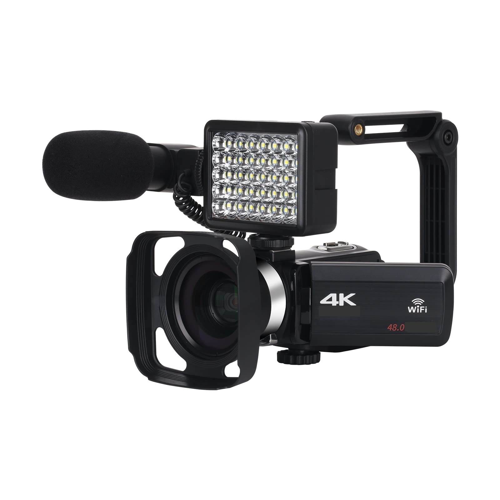 Cámara de Video Vlog 4K Completa for transmisión en Vivo Videocámara Digital al Aire Libre Webcam 16X Grabadora de fotografía(128G SD Card,Silver)