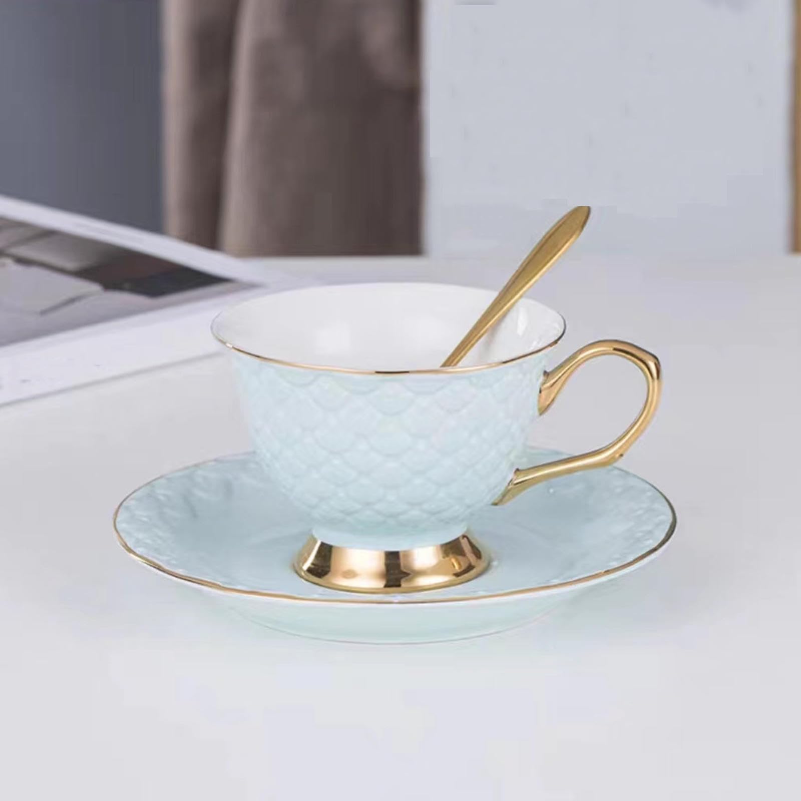 Tasse à thé et soucoupe émaillée VINGAA anti-tache de 200 ml pour savourer le lait chaud sans brûlure