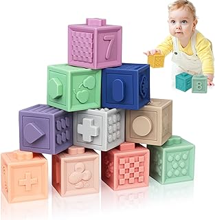 Dreampark Baby Blocks Baby Toys, Montessori Toys for Babies 0-6-12-18 Months, Stacking Building Blocks Baby Educational Gift Toys for Toddlers 6 to 18 Months Boys & Girls