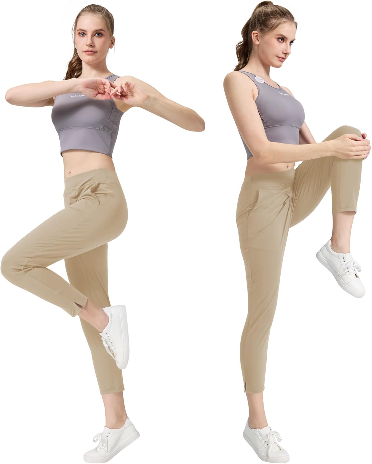 Women's 7/8 Ankle Pants, 25"/27" Stretch Petite Pants with Yoga Waistband & 3 Pockets for Golf Travel Casual Work - Image 6