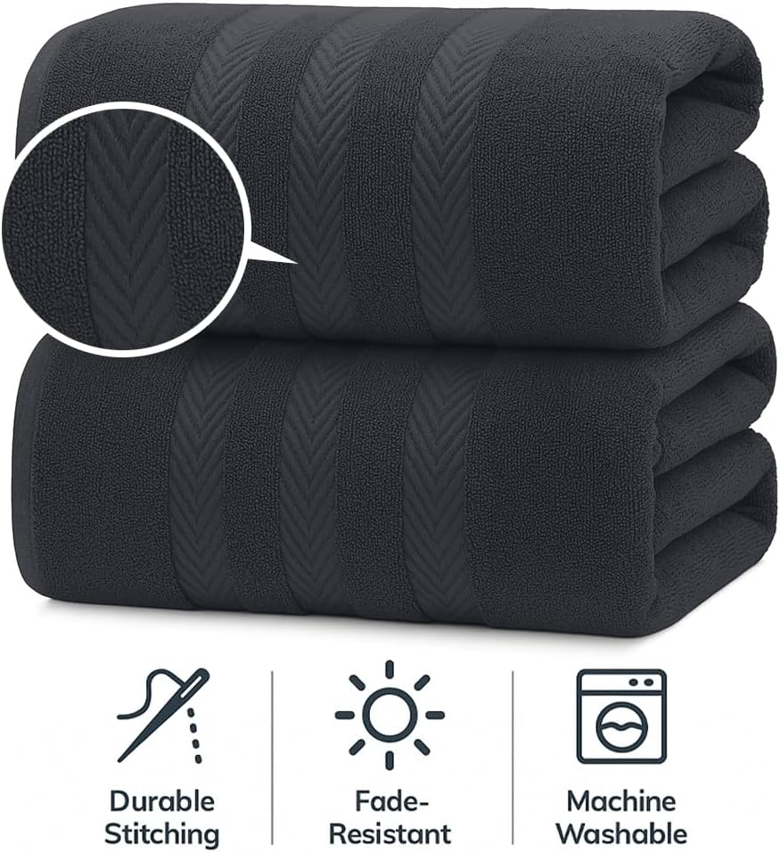 RIVERSIDE 10 Pc Towel Bundle – Includes 2 Bath Sheets (35x70”) + 8 Pc Towel Set [2 Bath Towels (27x54”), 2 Hand Towels (16x28”), 4 Washcloths (12x12”)] – 100% Cotton, Soft, Absorbent & Durable