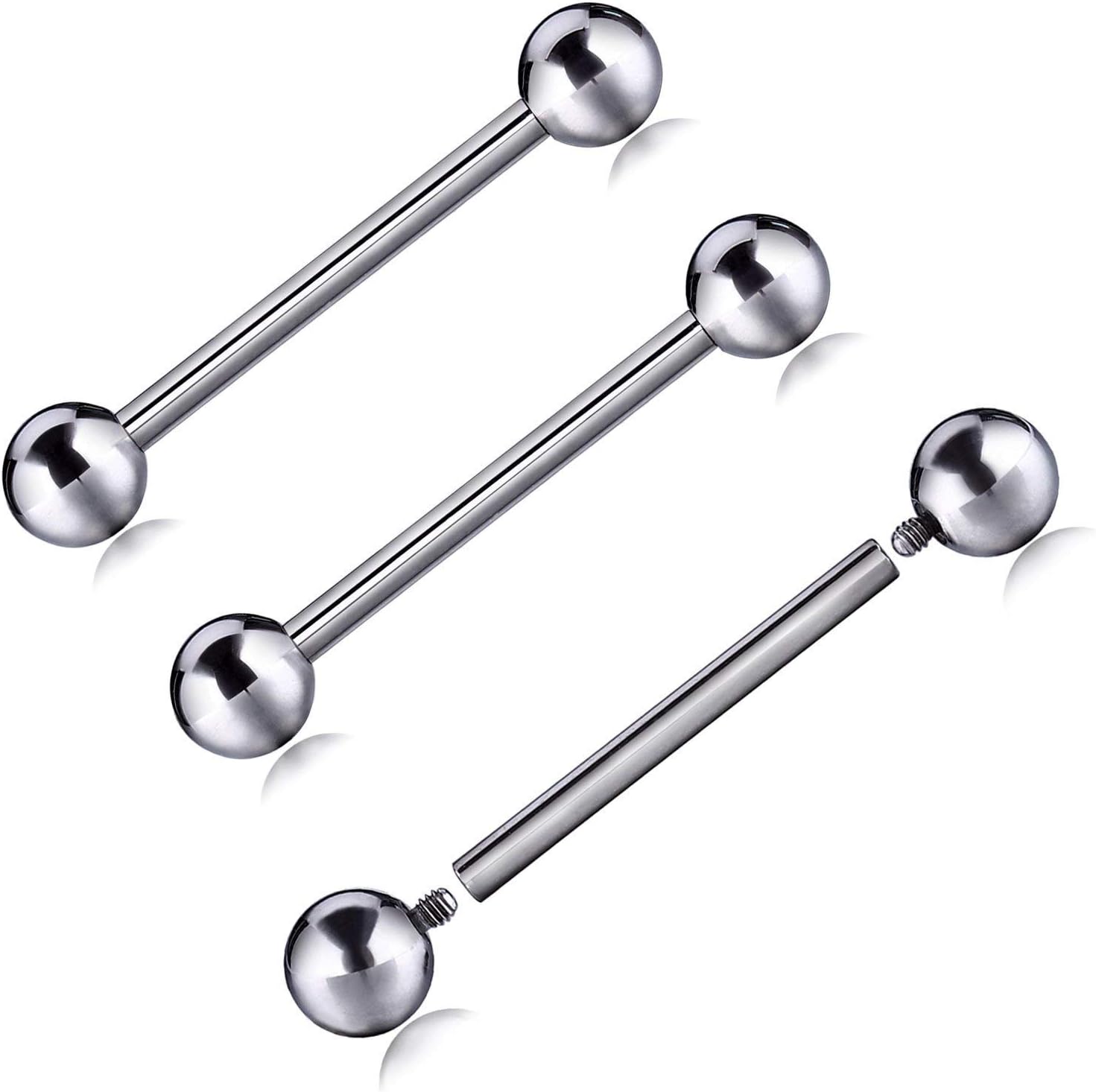 12G G23 Solid Titanium Nipple Shield Barbell Internally Threaded Tongue Ring Body Piercing 18mm - Image 2