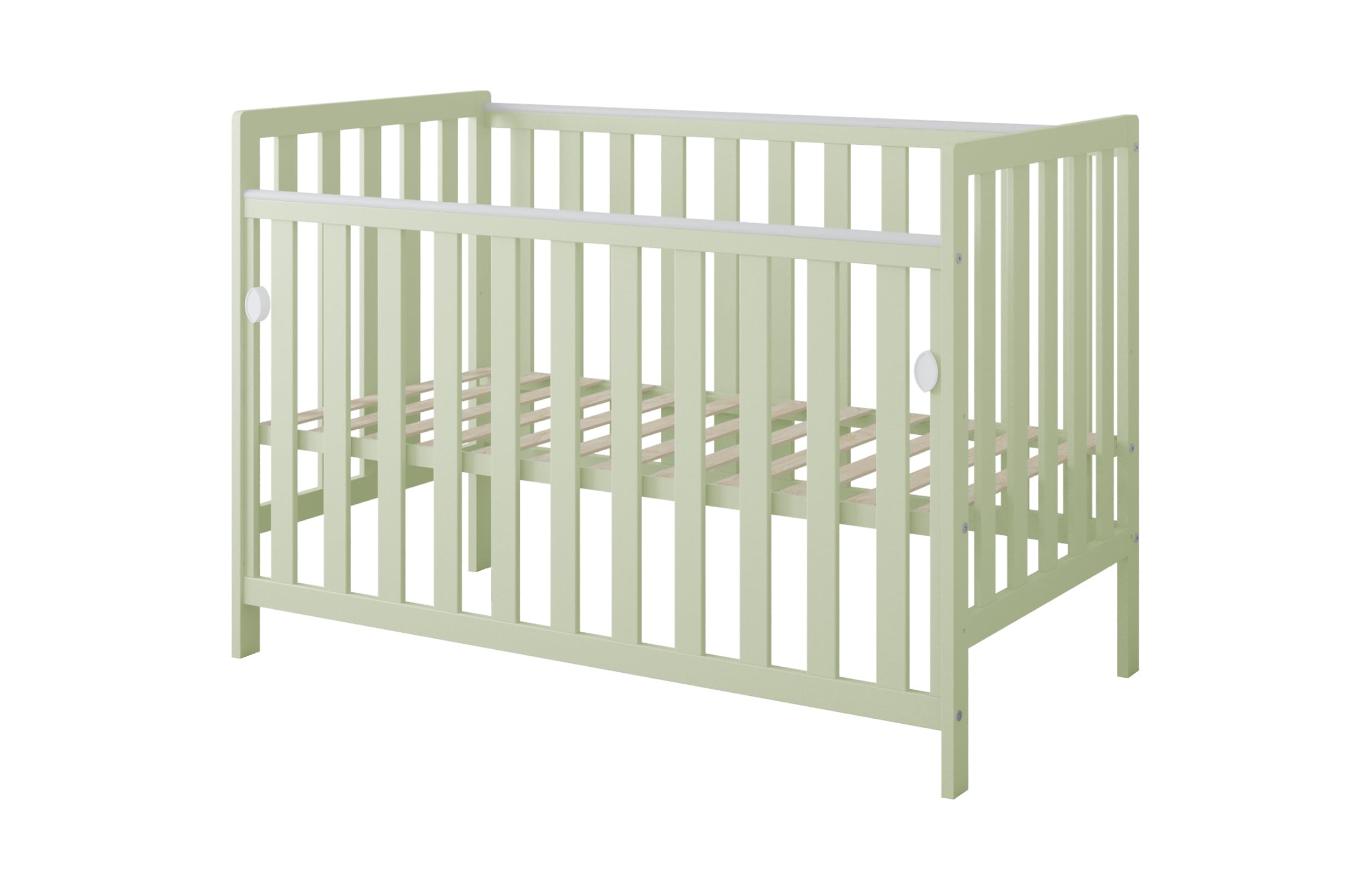 zee Bambi Cuna Colecho Bebe 120x60 cm Verde Menta con Ruedas Lateral Abatible Somier Regulable 3 Alturas Cuna Portatil Bebe