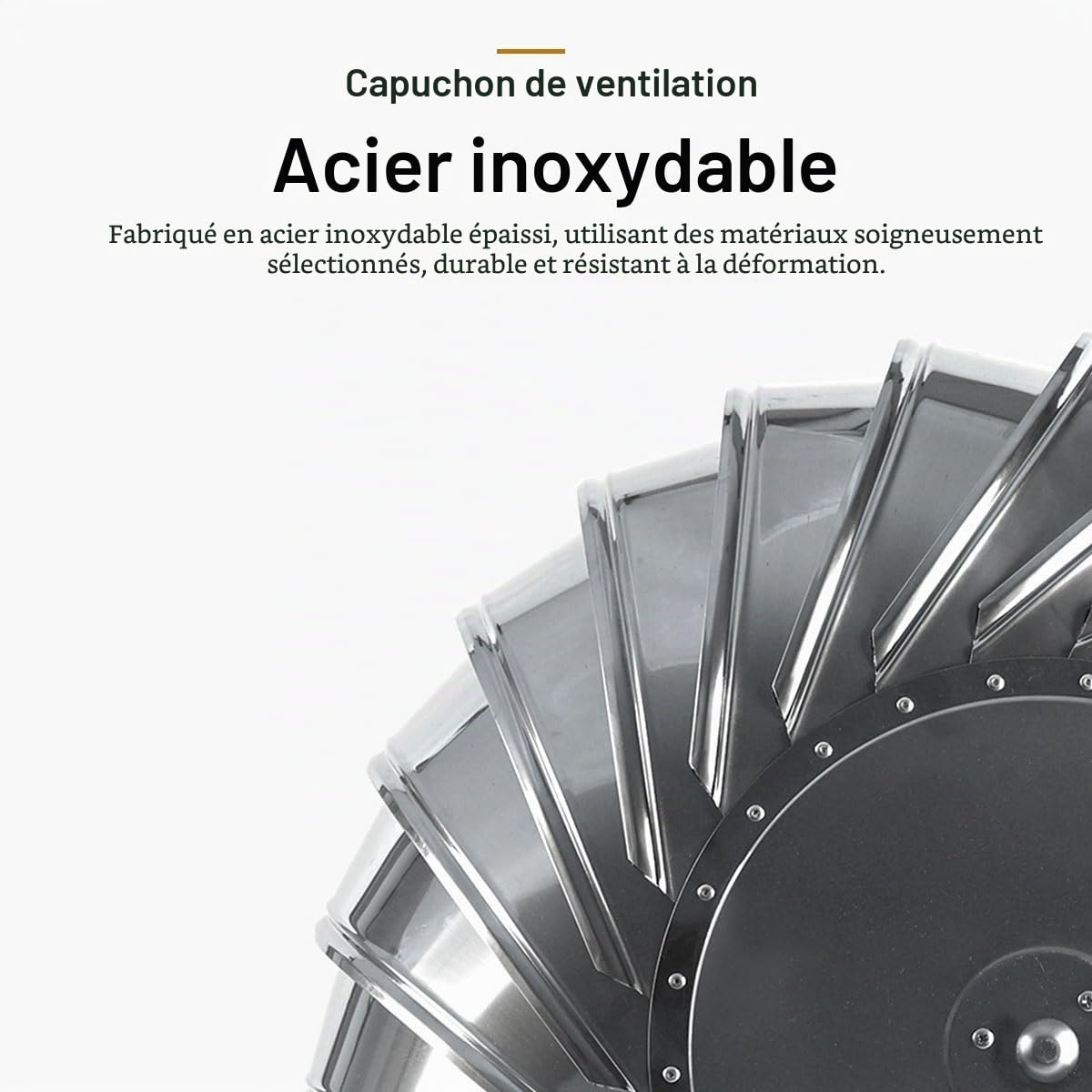 Chapeau de Cheminée Ventilé Anti-refoulement 100 150 200 mm,Extracteur de Fumées Rotatif Éolien Acier Inoxydable,Couvercle pour Trou de Cheminée pour Tuyau de Toit Hotte Aspirante(100 mm)