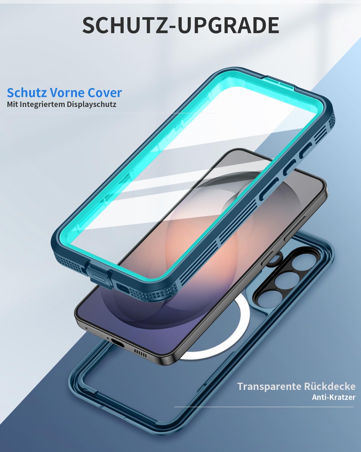 für Samsung Galaxy S26 Plus 5G Hülle Wasserdicht Kompatibel mit Magsafe, HandyHülle für Samsung S26 Plus IP68 wasserdichte 360 Schutzhülle,Stoßfest Outdoor Hülle mit Displayschutz,Blau