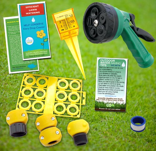 Summer Outdoor Lawn & Garden Water Saving Eco-kit, Hose Nozzle, Rain Gauge, Repair & Conserve