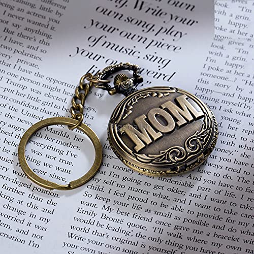 Image of AUGEN Pocket Watch Metal Keychain Mom Retro Vintage for Gifting With Key Ring Anti-Rust (Pack Of 1)
