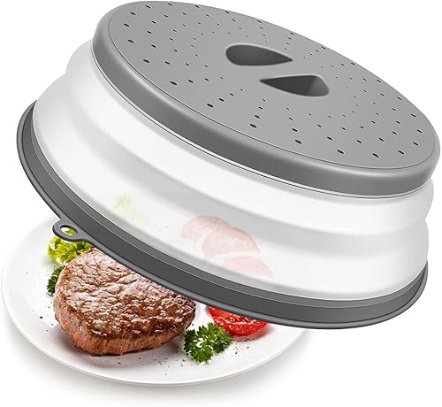 Cubierta plegable para microondas para alimentos, tapa de microondas de 10.2 pulgadas con orificio superior, ventilada, sin bisfenol A, TPR, redonda
