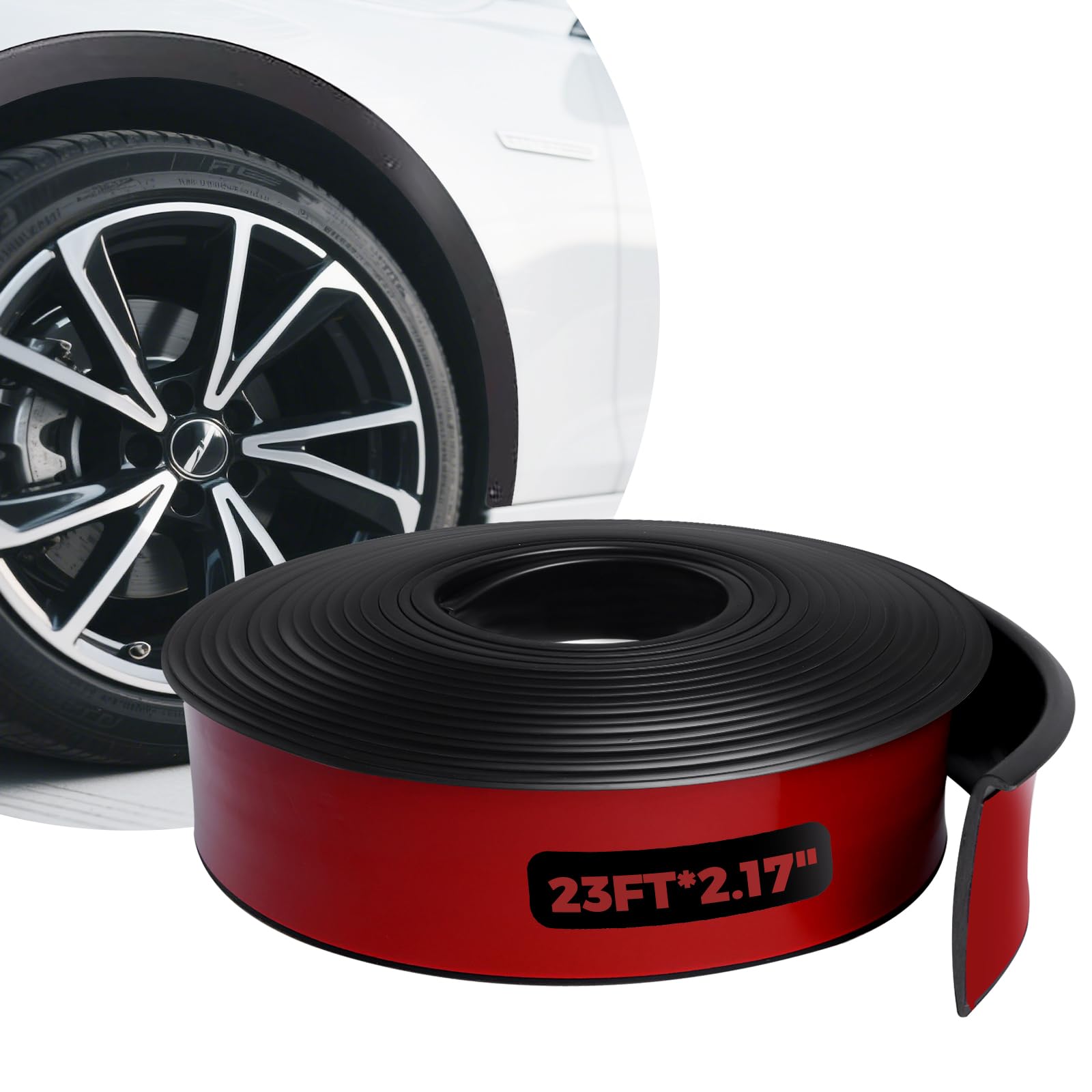 Fender Flares Edge Trim,Car Wheel Eyebrow Arch Trim Lips Strip Fender Flare Protector, Fender Flare Rubber Seal for Car and Truck Wheel Arch Well Black, 23ft(l) x0.18ft(w)