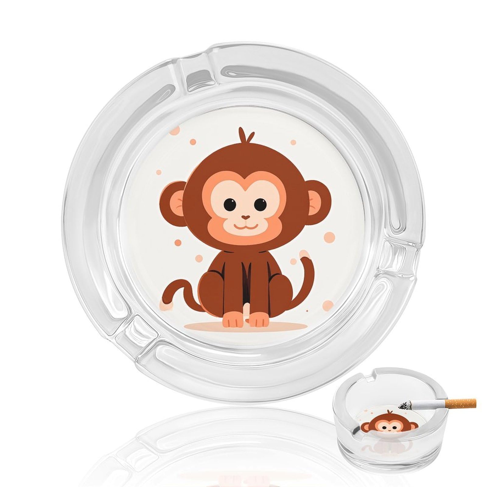 Cendrier en verre joli singe marron, l'idée cadeau idéale pour la décoration des fumeurs