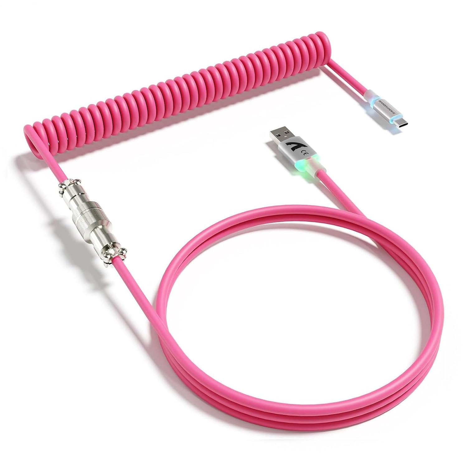 ATTACK SHARK C01 Ultra Coiled USB C Cable Double Sleeved with RGB