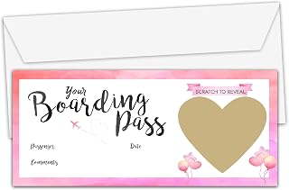 Boarding Pass Save The Date Card with Envelope - Surprise Holiday Scratch Off Card - Destination Wedding Invitation - Surprise Trip Reveal Ticket Gift for Birthday, Anniversary, Valentine Party -09